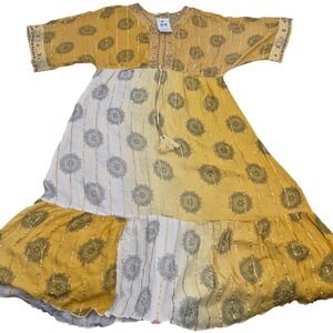 Studio Untold Yellow Ombre Medallion Print Maxi Dress With Tassel